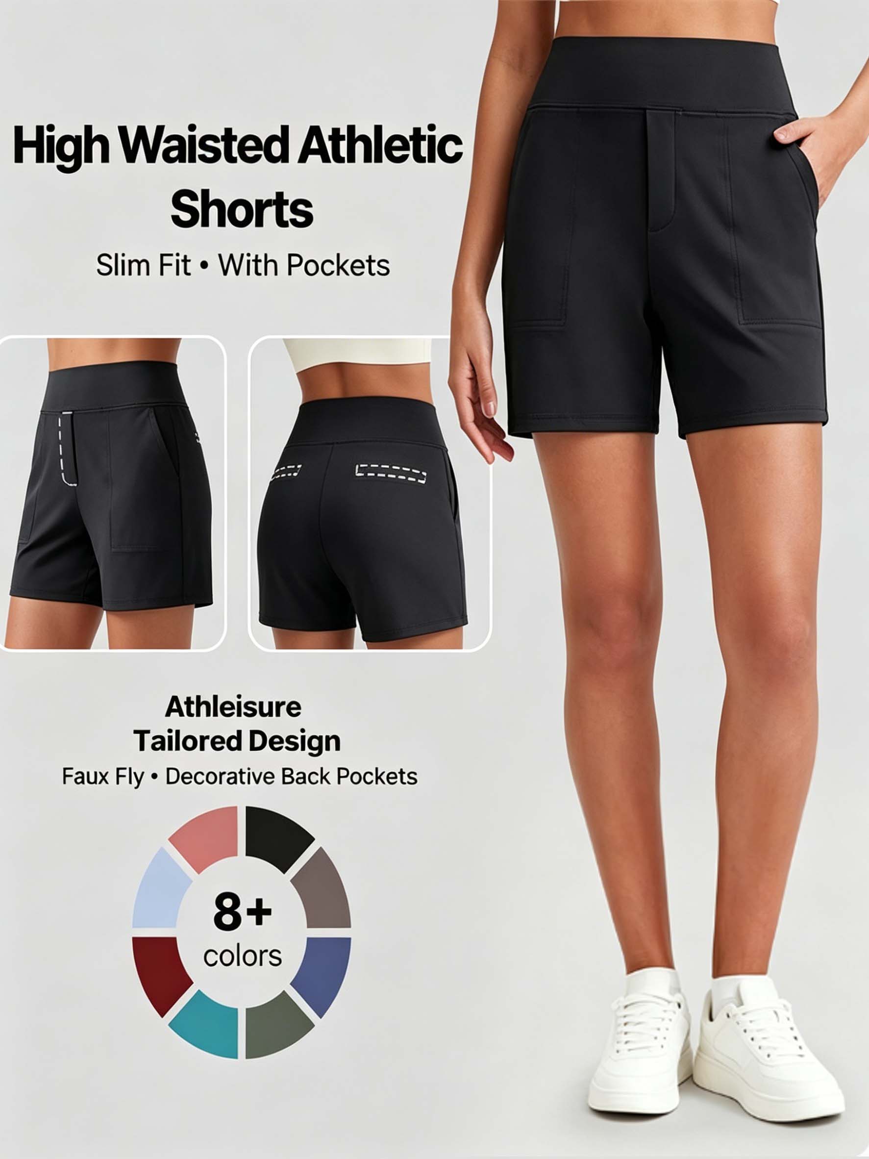 ⏳LAST DAY SALE 50% OFF✨Women's Everyday High-Waisted Athletic Shorts With Pockets