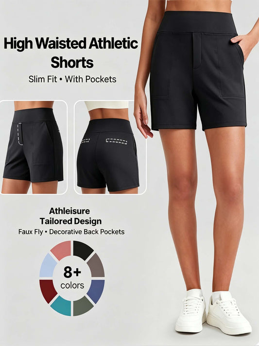 ⏳LAST DAY SALE 50% OFF✨Women's Everyday High-Waisted Athletic Shorts With Pockets