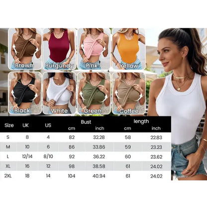 Bra-Free Ribbed Round Neck Tank
