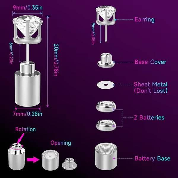 ✨LED Earrings, Light Up Stud Earrings (Pair)