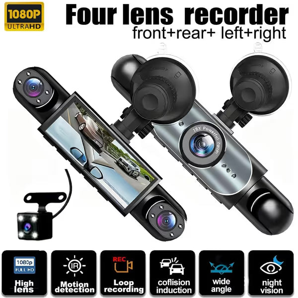 🚗4-Channel 1080P Dash Camera with Night Vision
