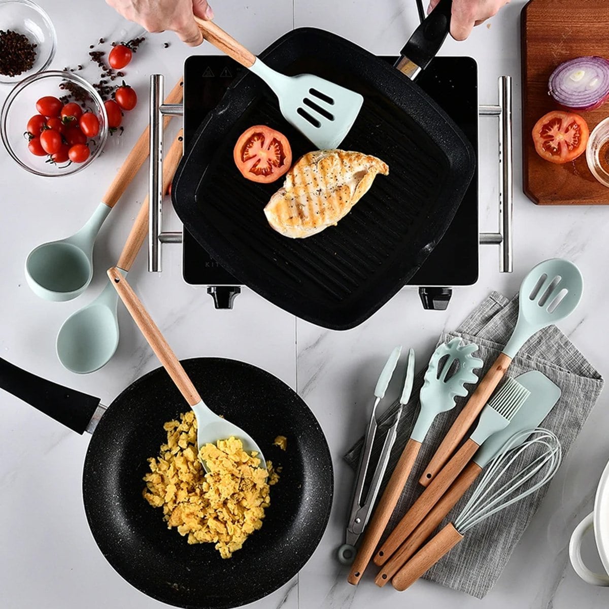 Kitchen Utensil Set 12 Pc - Non-Stick Utensils Set