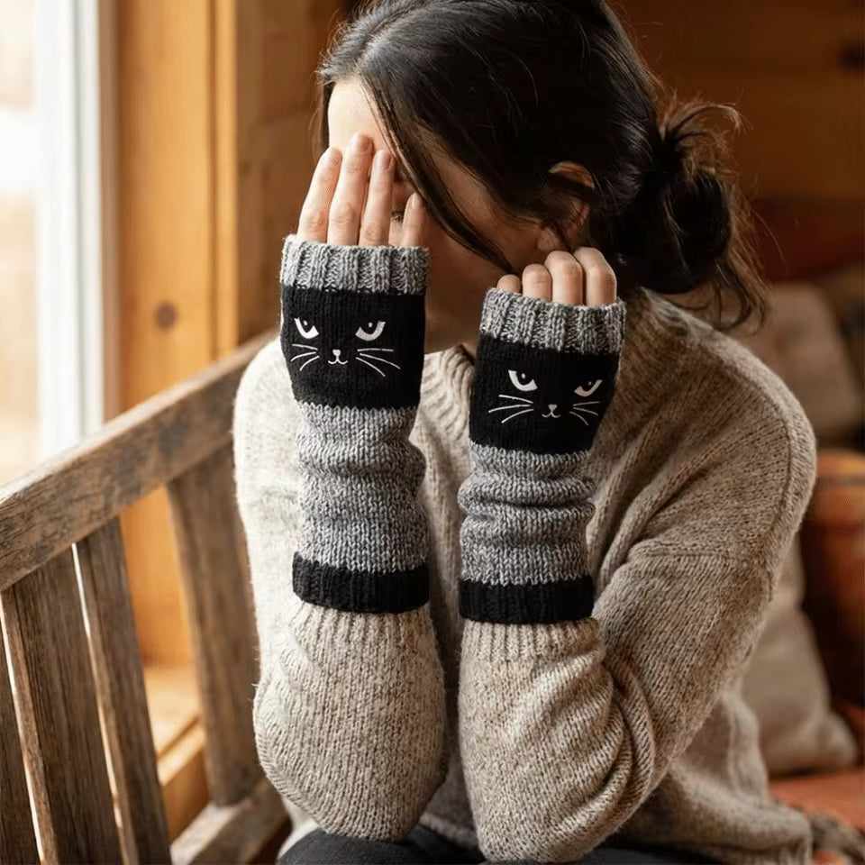 🐱Knitted Fingerless Gloves🧶