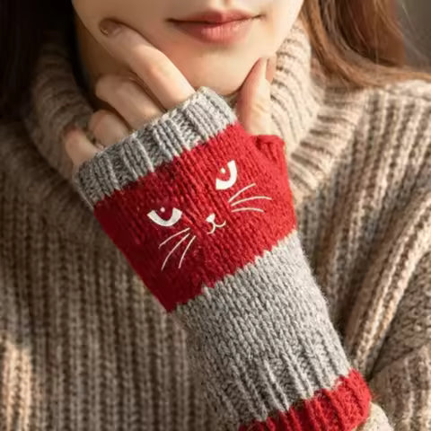 🐱Knitted Fingerless Gloves🧶