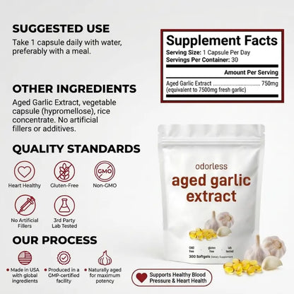 Aged Garlic Extract - 7500mg Odorless Softgels