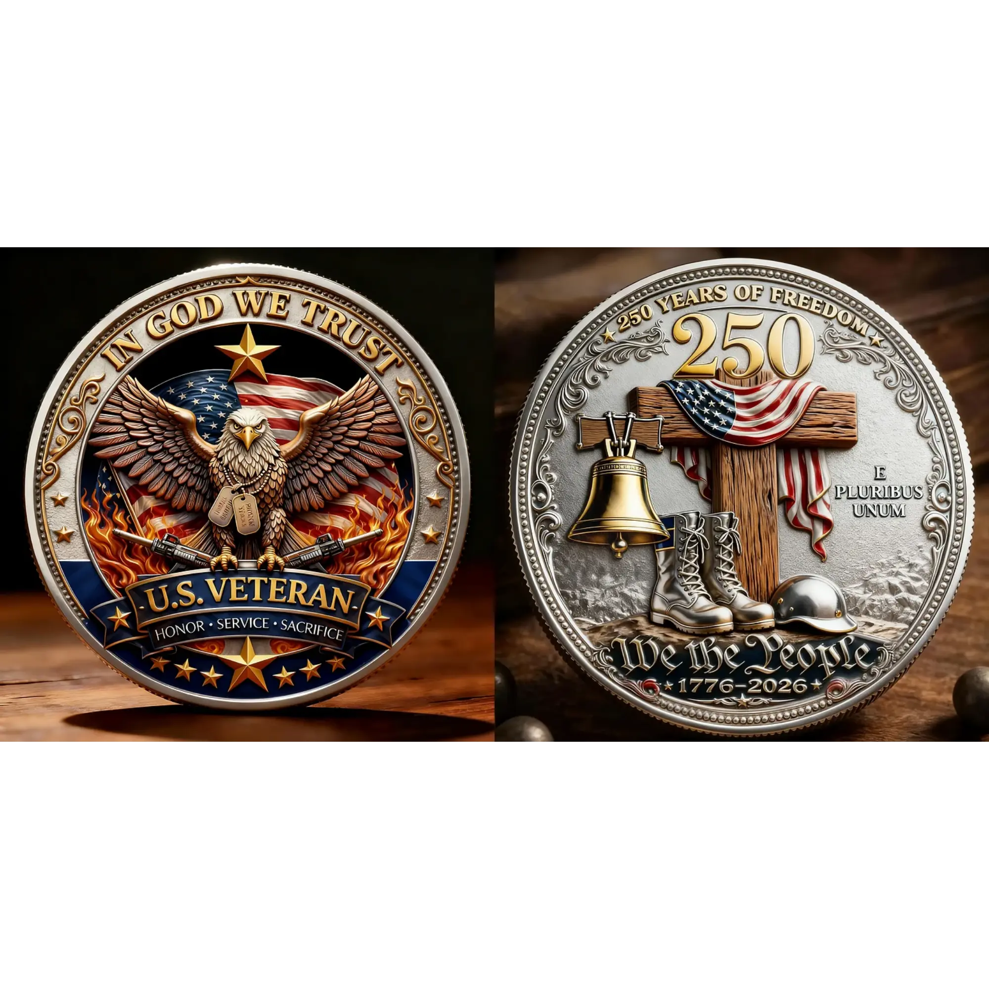U.S. Veteran – In God We Trust | 250 Years of Freedom Commemorative Coin