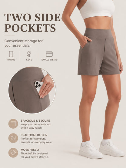 ⏳LAST DAY SALE 50% OFF✨Women's Everyday High-Waisted Athletic Shorts With Pockets