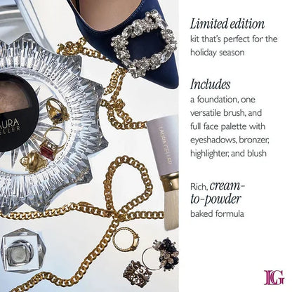 Tuscan Dreams Holiday Baked Starter Kit (4PC)-Full Face Makeup Palette, Foundation with Limited Edition Brushes