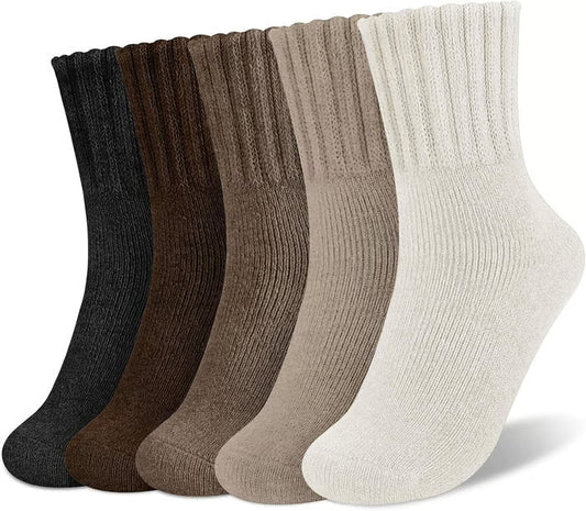 5 Pairs Women's Solid Mid-calf Socks
