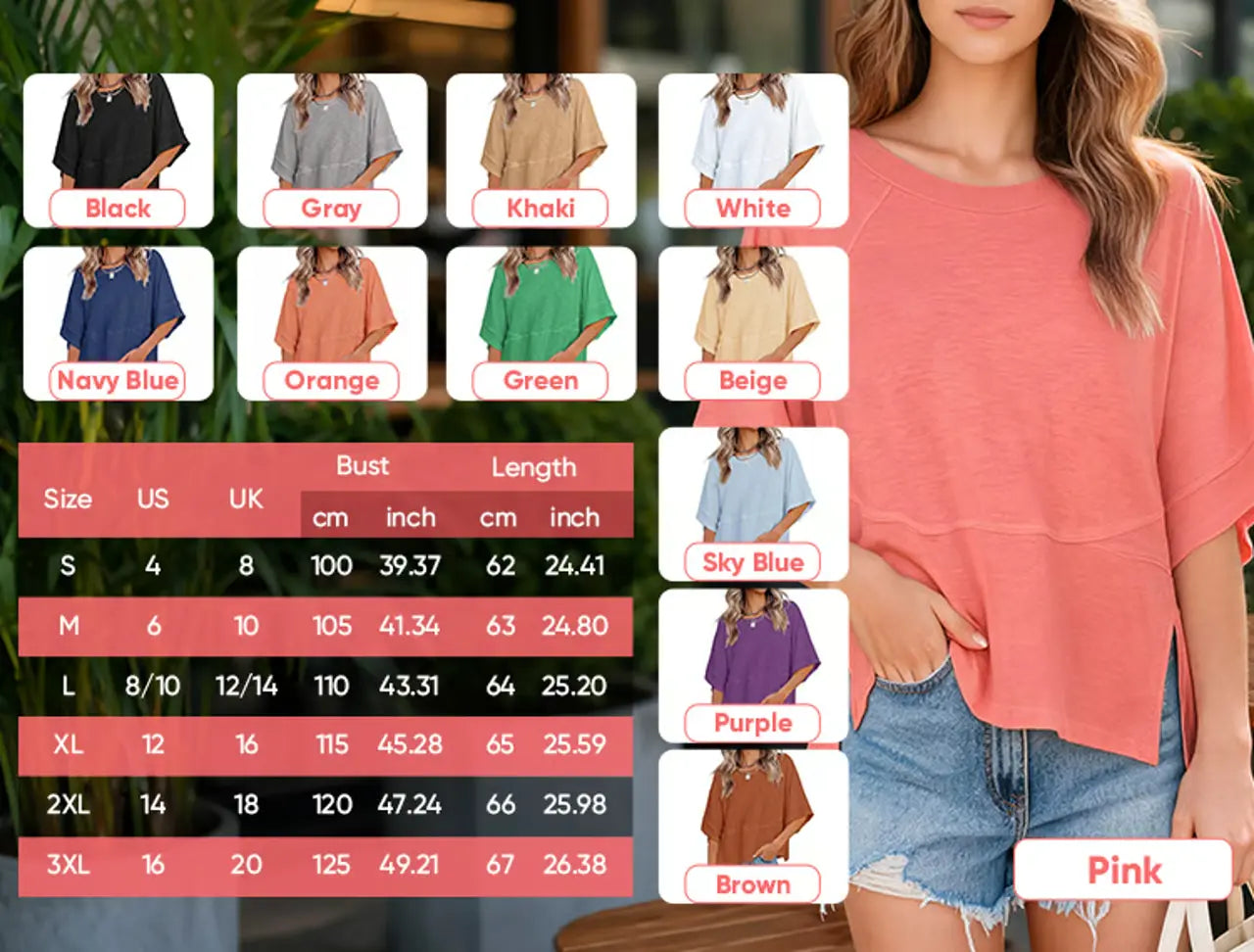 Panel Solid Color Flared Sleeve T-Shirt
