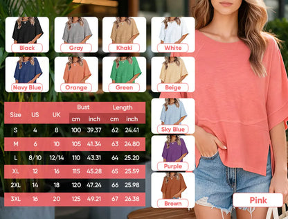 Panel Solid Color Flared Sleeve T-Shirt