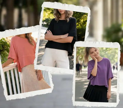 Panel Solid Color Flared Sleeve T-Shirt